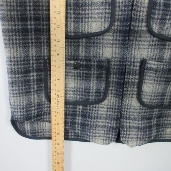 LL Bean Vintage Made in USA Plaid Zip Up Vest Women S Gray Wool Heritage 388 - Picture 7 of 13